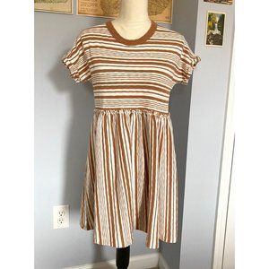 American Eagle Short Sleeve Mini Dress Brown And White Stripes XS